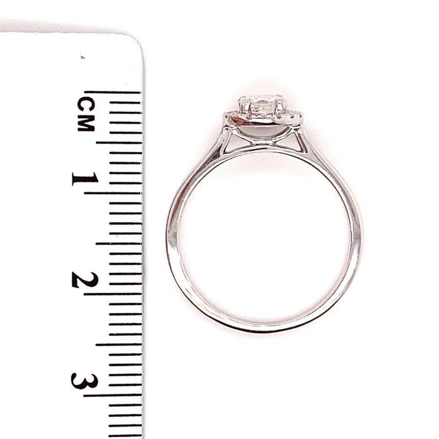 9ct White Gold Diamond Halo Ring (c. 0.48ct) - Size M
