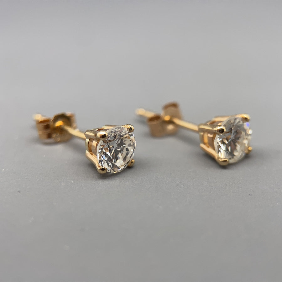 18ct Yellow Gold Single Stone Diamond Stud Earrings (c. 0.70ct)
