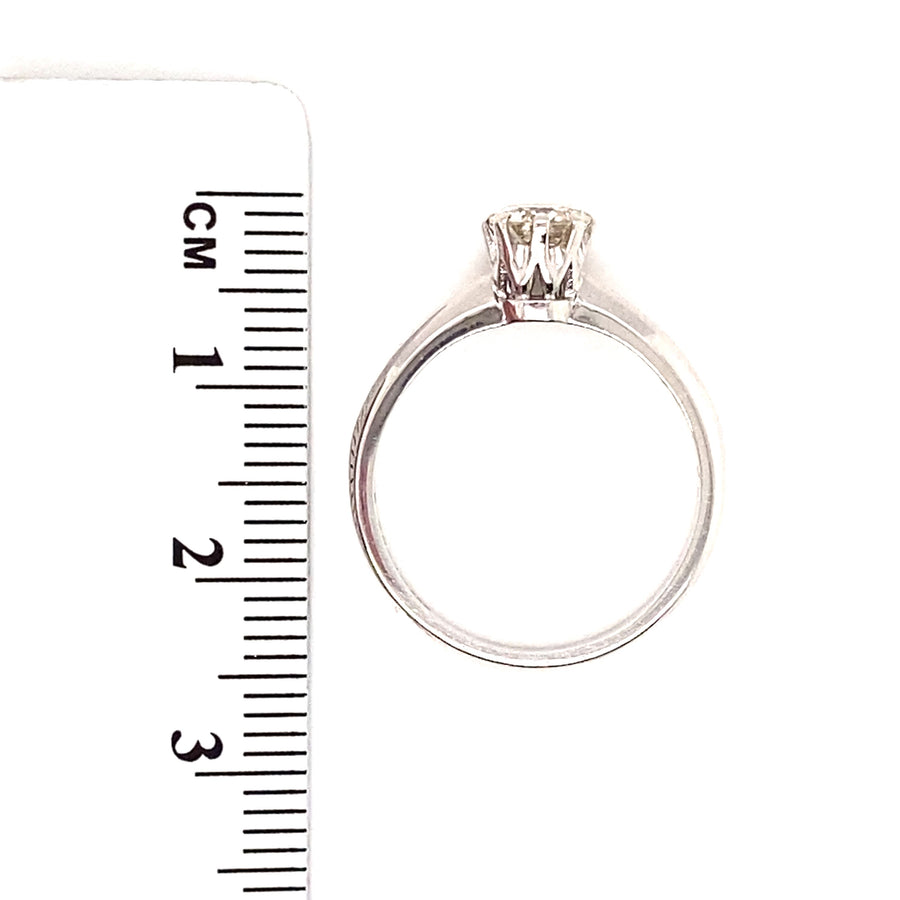 18ct White Gold Single Stone Diamond Ring (c. 0.52ct) - Size L 1/2