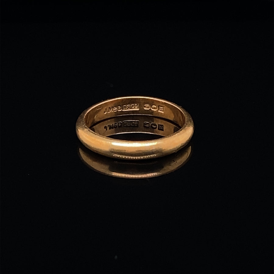 18ct Yellow Gold Plain Band Ring - Size O