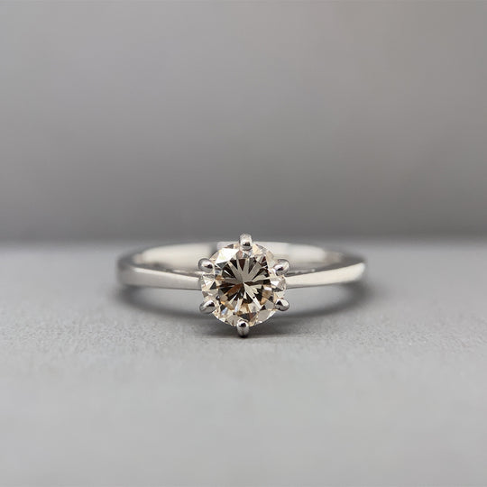 18ct White Gold Single Stone Diamond Ring (c. 0.85ct) - Size M 1/2