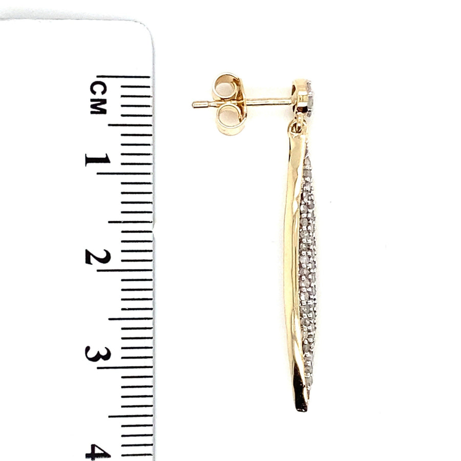 9ct Yellow Gold Fancy Diamond Dangle Drop Earrings (c. 0.25-0.30ct)