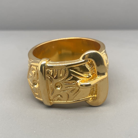 Sterling Silver 14ct Yellow Gold Plated Buckle Ring - Size X (NEW!)