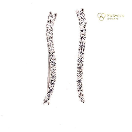 Sterling Silver Cubic Zirconia Bar Earrings (NEW!)