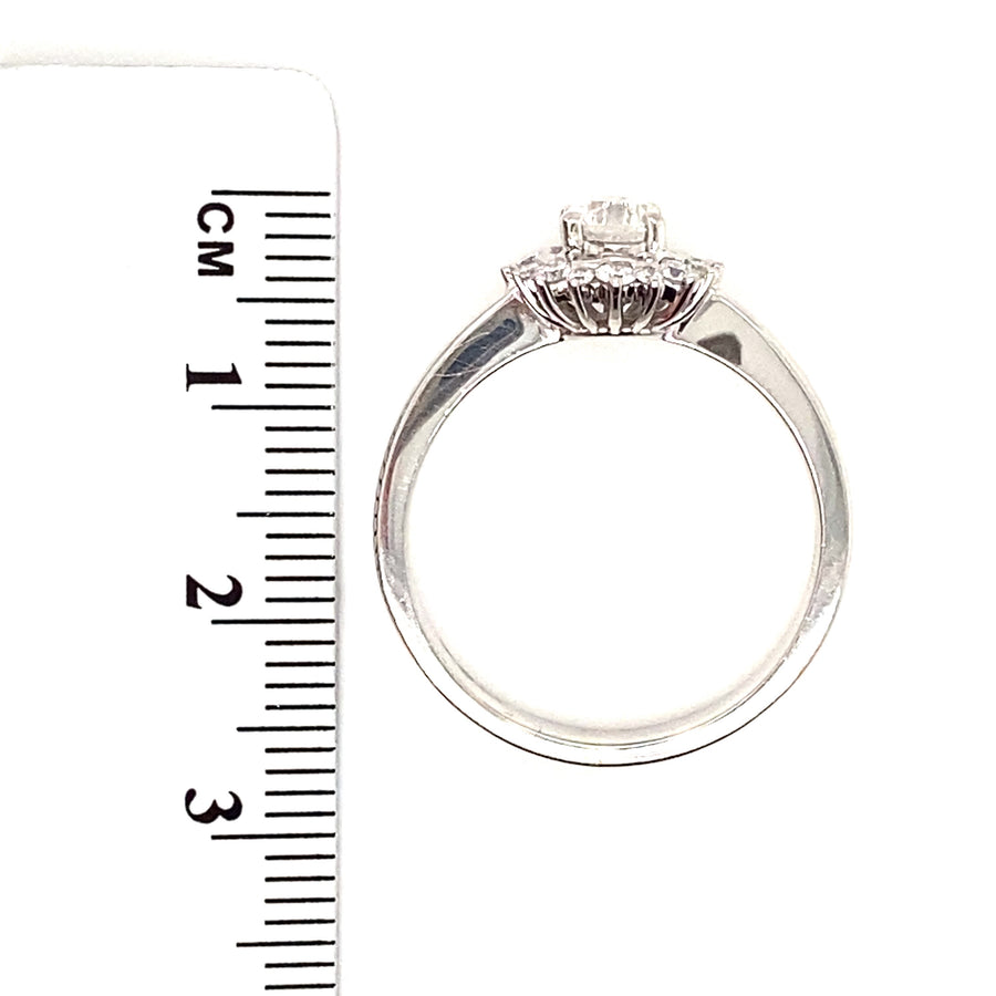 Platinum Diamond Cluster Ring (c. 0.65ct) - Size Q 1/2