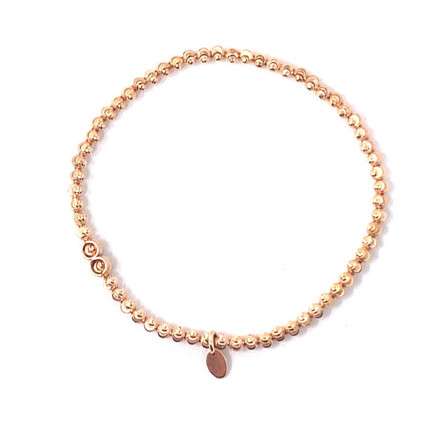 Sterling Silver Rose Tone Stretchy Bead Bracelet (NEW!)