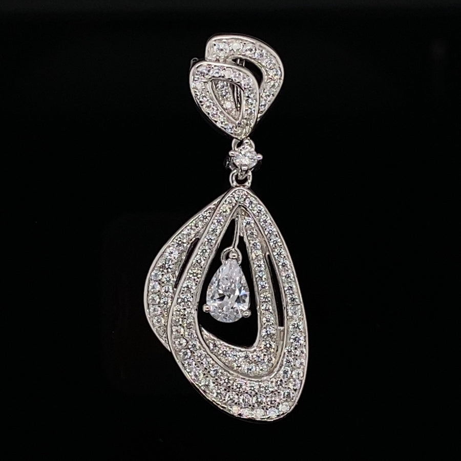 Sterling Silver Cubic Zirconia Fancy Drop Pendant (NEW!)