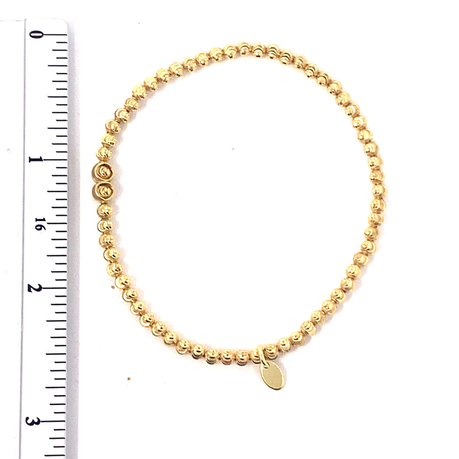 Sterling Silver Gold Tone Stretchy Bead Bracelet (NEW!)