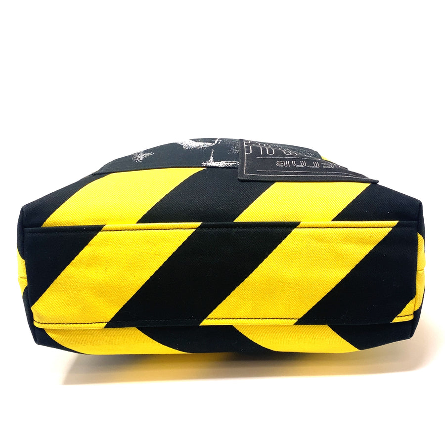 Pre-Owned Miu Miu Club Printed Black and Yellow Canvas Tote Shopper Bag