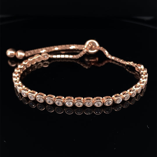 Sterling Silver Rose Colour Cubic Zirconia Toggle Bracelet (NEW!)