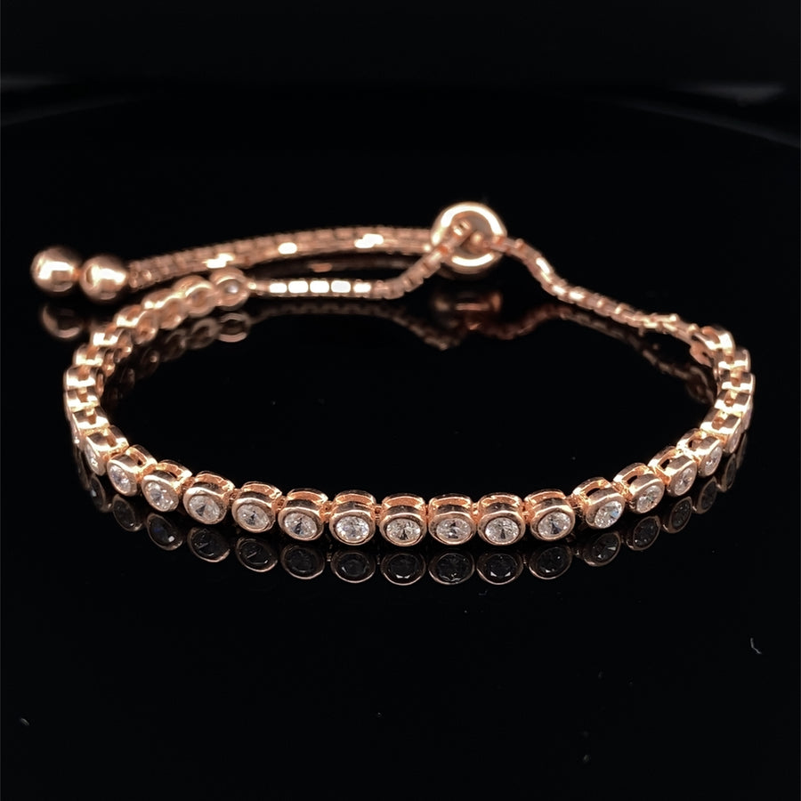 Sterling Silver Rose Colour Cubic Zirconia Toggle Bracelet (NEW!)
