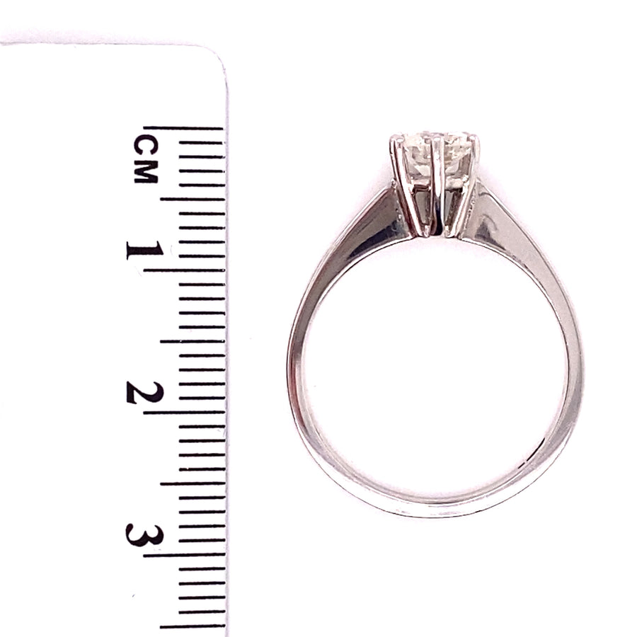 18ct White Gold Single Stone Diamond Ring (c. 0.75ct) - Size P 1/2