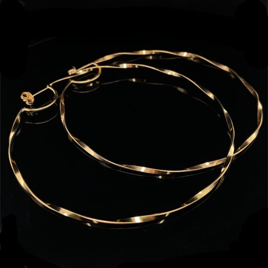 14ct Gold Plated Sterling Silver Large Twist Hoop Earrings (NEW!)