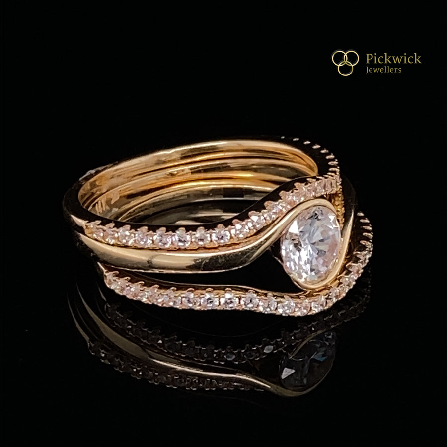 14ct Yellow Gold Cubic Zirconia Stacking Rings - Size L (NEW!)