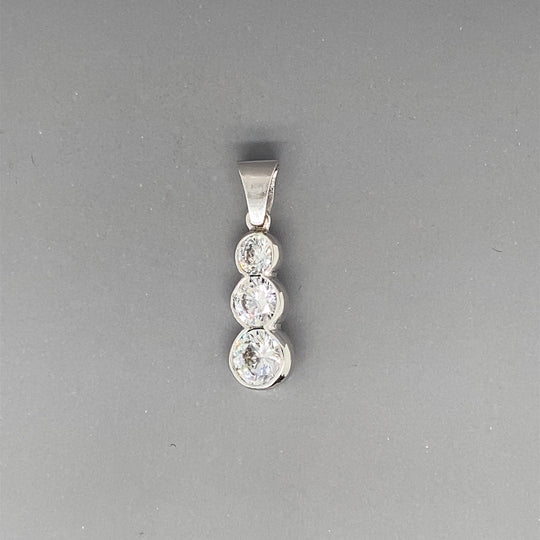 9ct White Gold Cubic Zirconia Triple Drop Pendant
