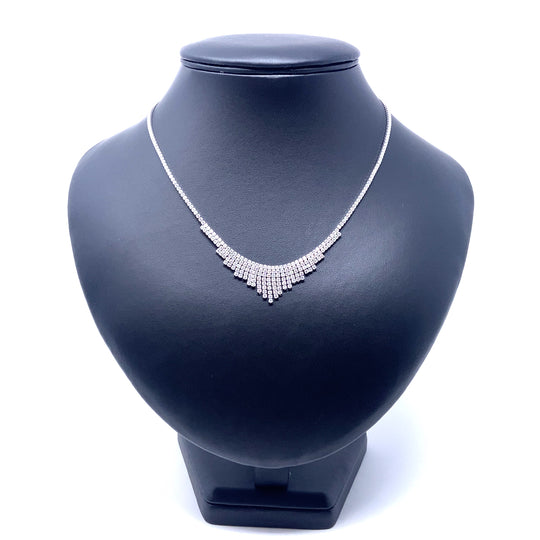 Sterling Silver Cubic Zirconia Fancy Necklet (16") NEW!