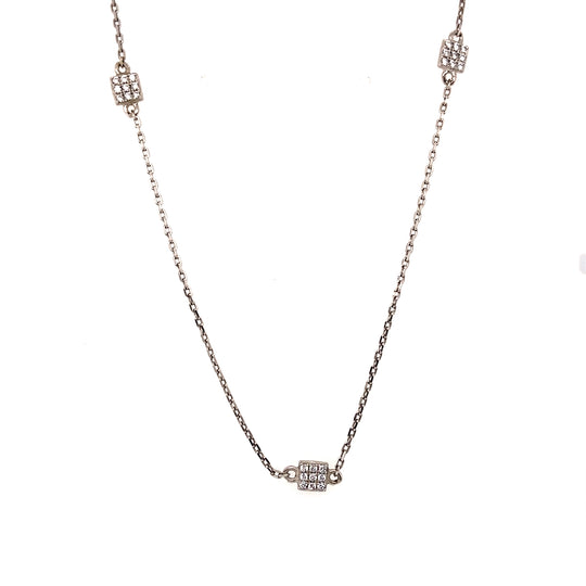Sterling Silver Cubic Zirconia Long Square Chain 36" (NEW!)