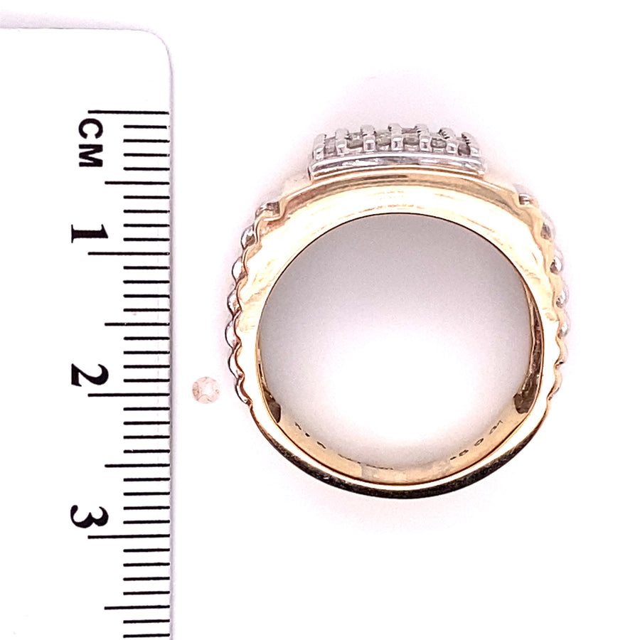 9ct Bi-Colour Gold Diamond Square Ring (c. 0.50ct) - Size Q