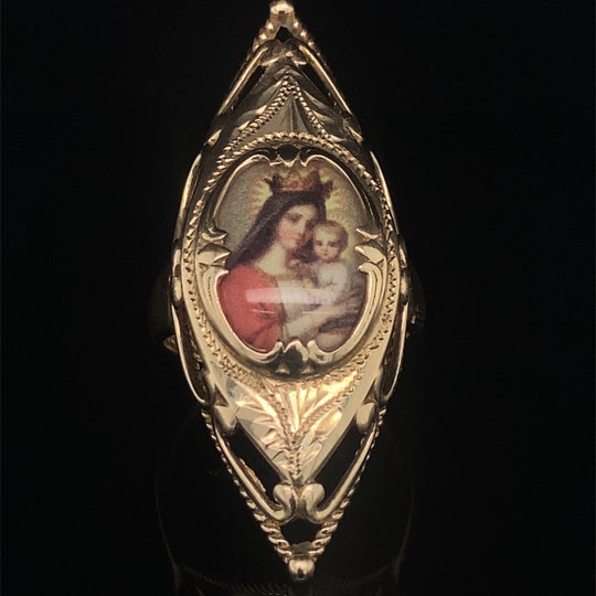 14ct Yellow Gold Santa Maria Dress Cut Ring - Size P 1/2 (NEW!)