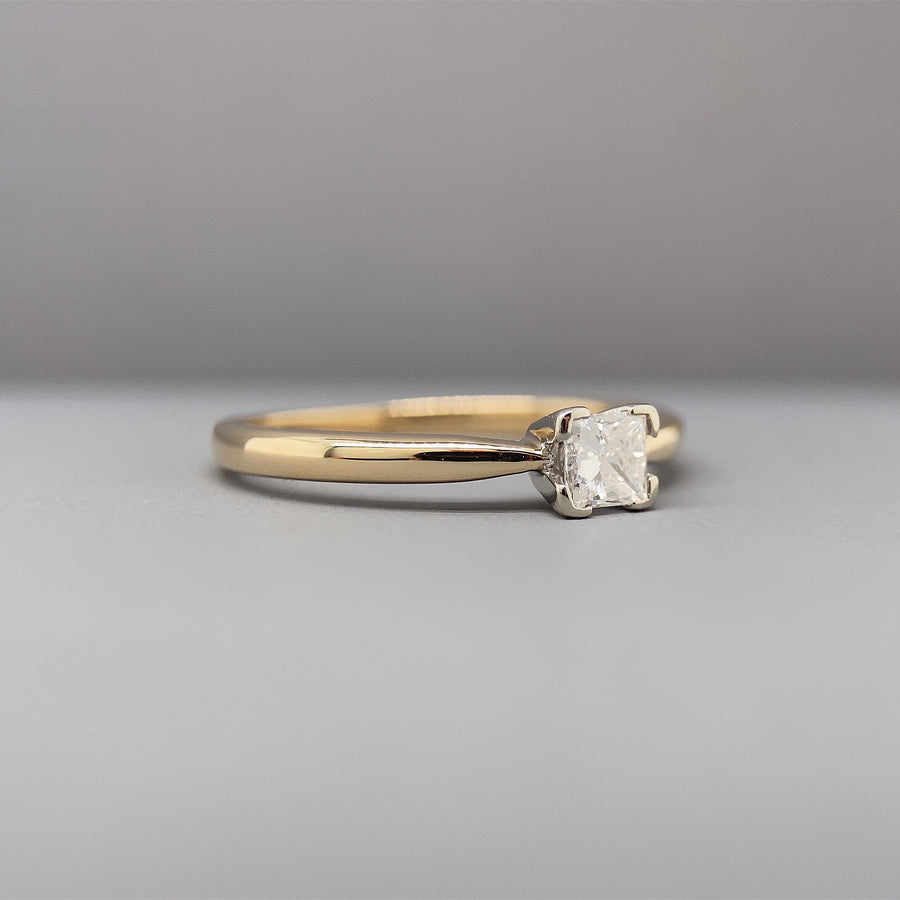 9ct Yellow Gold Single Stone Diamond Ring (c. 0.25ct) - Size N