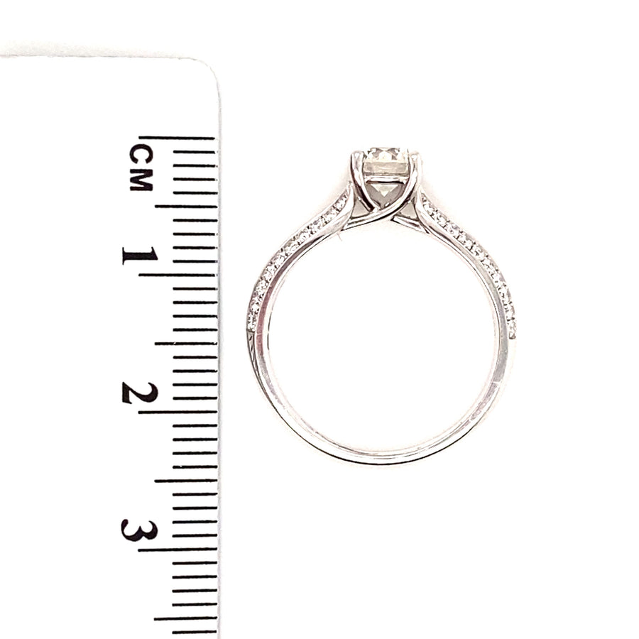 18ct White Gold Single Stone Diamond Ring With Diamond Shoulders (c. 0.85ct) - Size K 1/2
