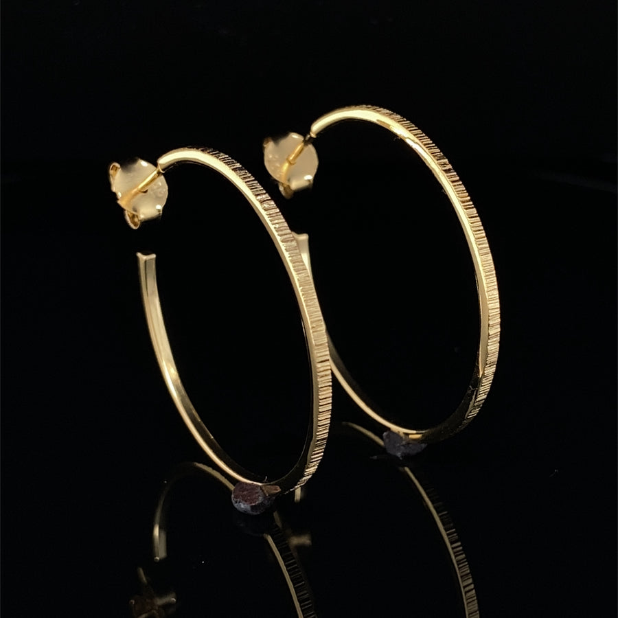 14ct Gold Plated Sterling Silver Textured Hoop Earrings (NEW!)