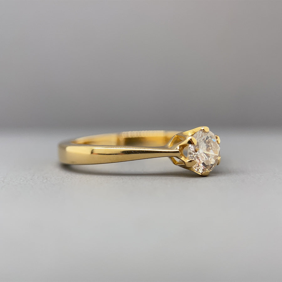 18ct Yellow Gold Single Stone Diamond Ring (c. 0.45ct) - Size I 1/2