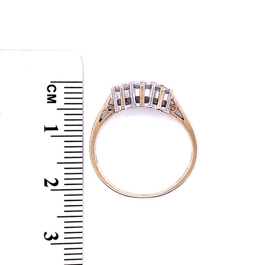 9ct Yellow Gold Three Stone Diamond Ring (c. 0.50ct) - Size L