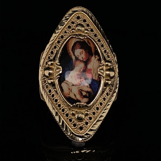 14ct Yellow Gold Saint Maria Dress Cut Ring - Size S (NEW!)