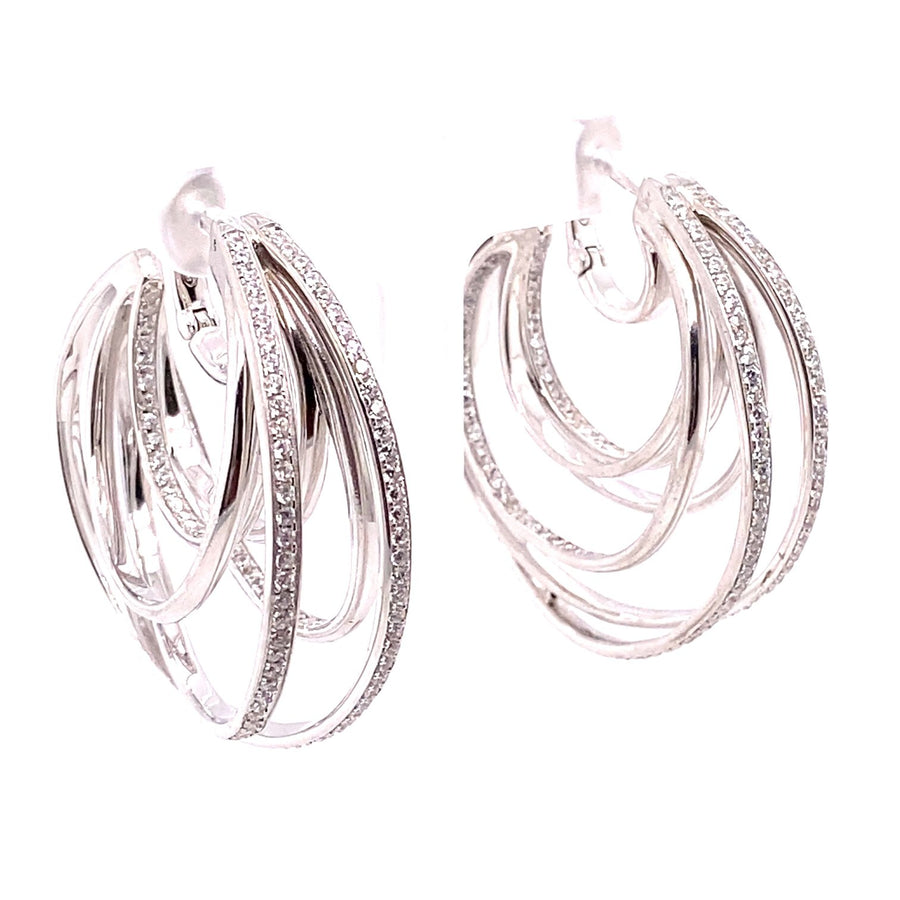 Sterling Silver Cubic Zirconia Fancy Circle Earrings (NEW!)