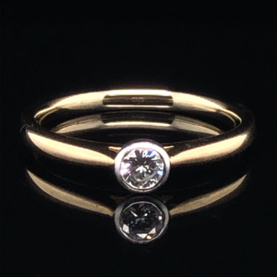 9ct Yellow Gold Single Stone Diamond Ring (c. 0.30-0.40ct) - Size P 1/2