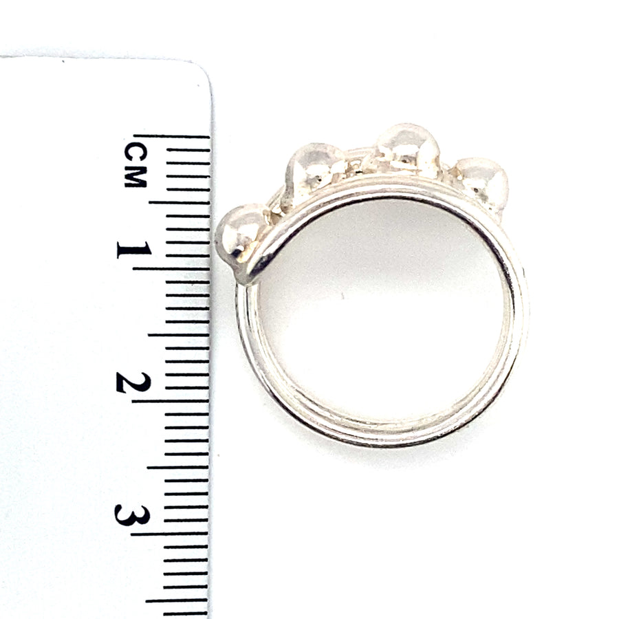 Sterling Silver Fancy Ball Dress Ring - Size P (NEW!)