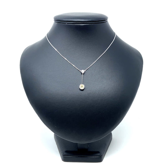 18ct White Gold Double Diamond Pendant and Chain (15”) (c. 1.66ct)