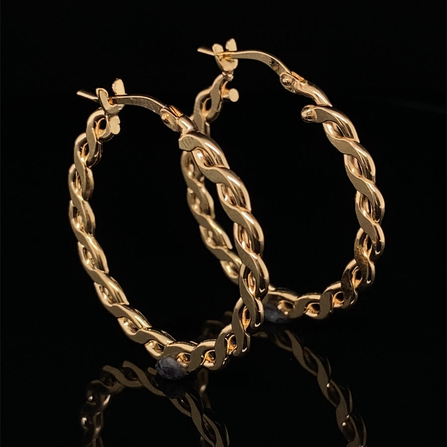 14ct Gold Plated Silver Flat Hinged Hoop Earrings (NEW!)