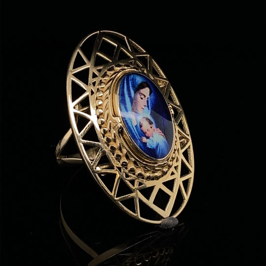 14ct Yellow Gold Saint Maria Dress Cut Ring - Size R (NEW!)