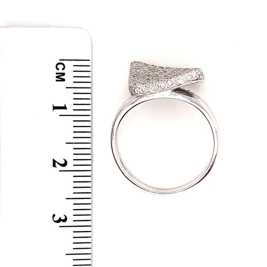 18ct White Gold Diamond Square Shape Fancy Ring - Size N 1/2