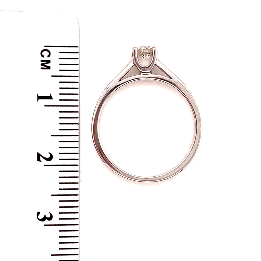 18ct White Gold Single Stone Diamond Ring - Size K
