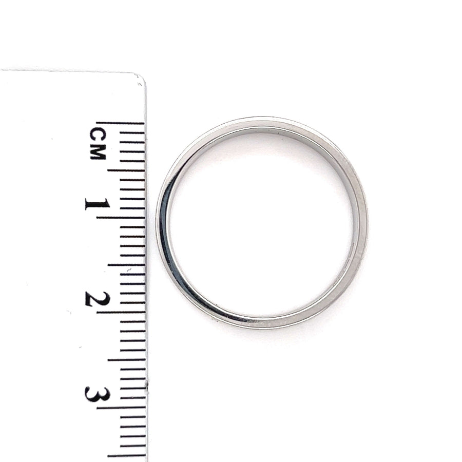 18ct White Gold Plain Band Ring - Size T