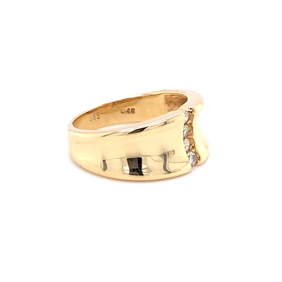 14ct Yellow Gold Four Stone Cubic Zirconia Band Ring - Size P
