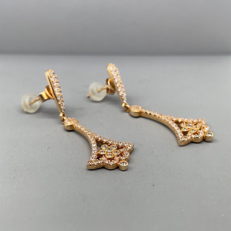 14ct Yellow Gold Cubic Zirconia Drop Earrings
