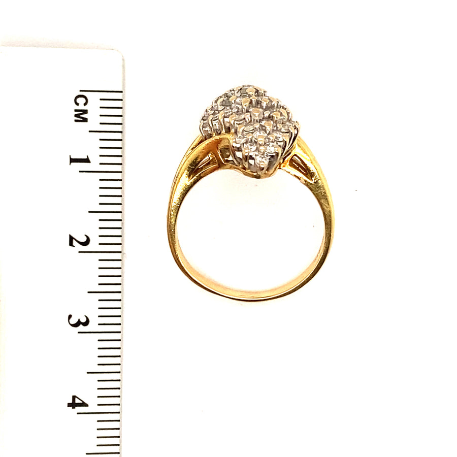 18ct Yellow Gold Diamond Cluster Fancy Ring (c. 0.80-0.85ct) - Size P