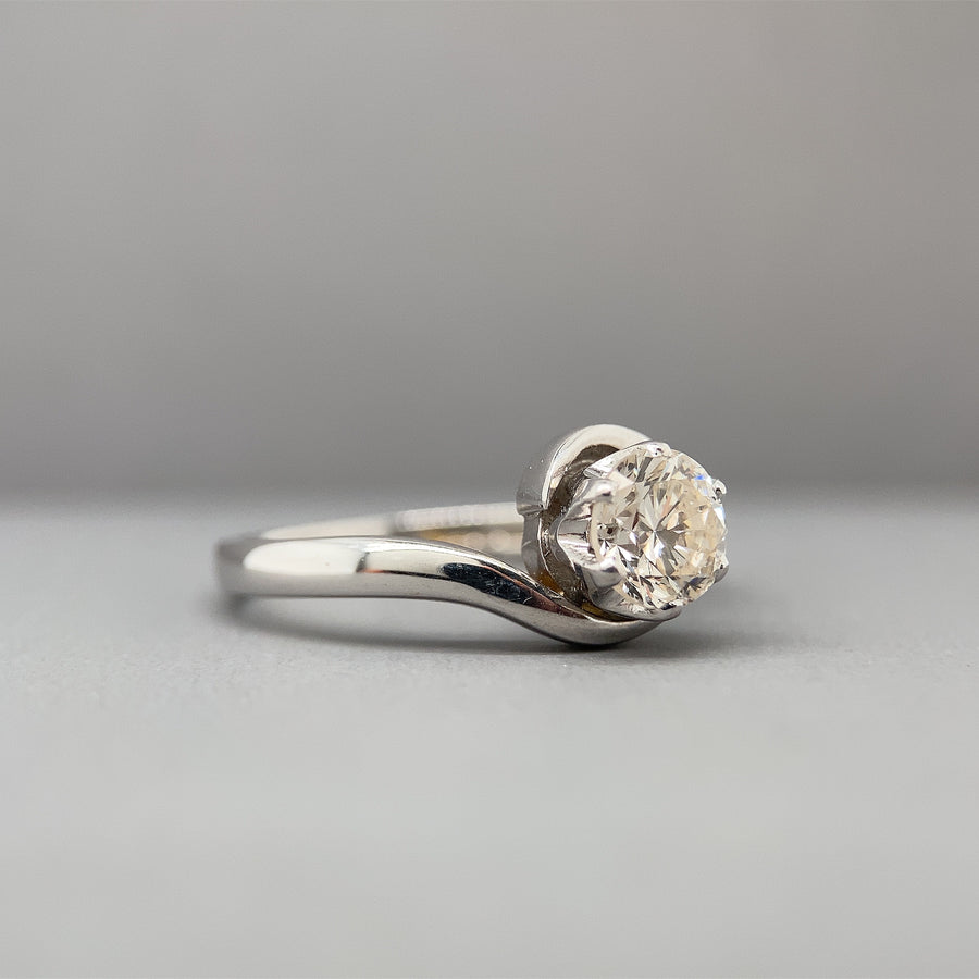 18ct White Gold Single Stone Diamond Ring (c. 0.60ct) - Size J 1/2