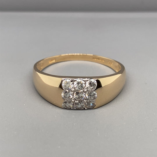 14ct Yellow Gold Cubic Zirconia Ring - Size X 1/2