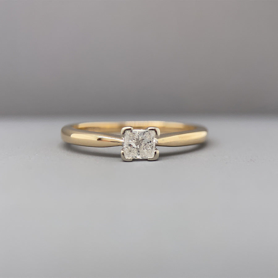 9ct Yellow Gold Single Stone Diamond Ring (c. 0.25ct) - Size N