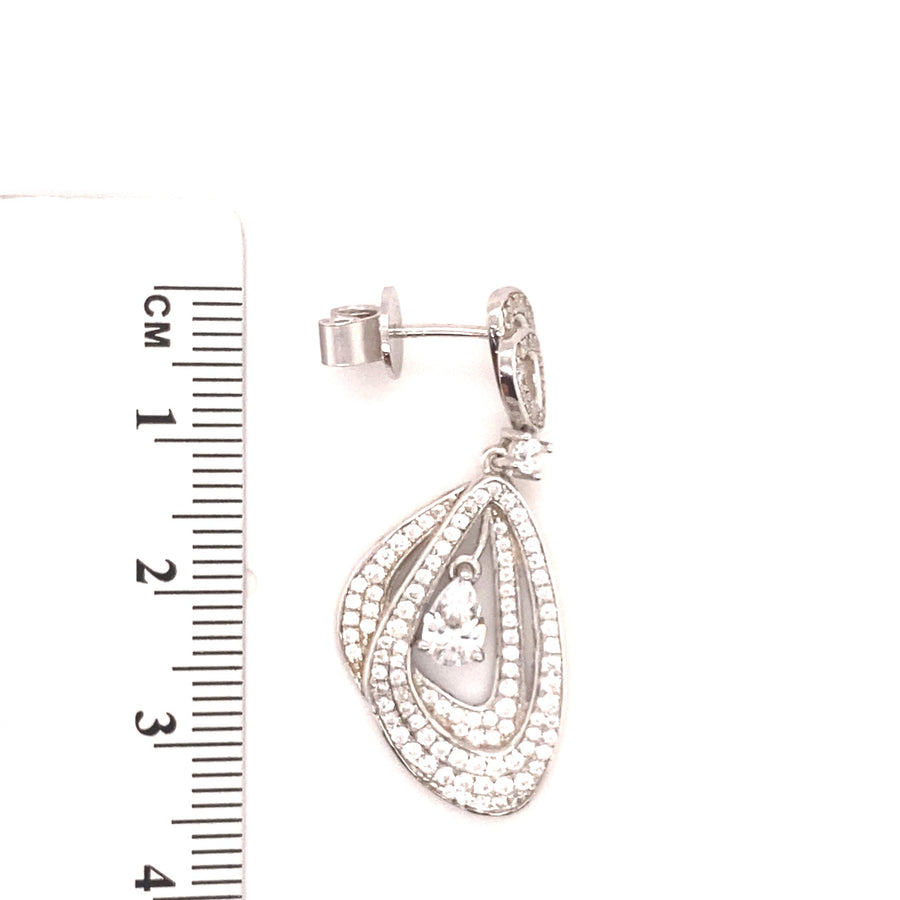 Sterling Silver Fancy Cubic Zirconia Drop Stud Earrings (NEW!)