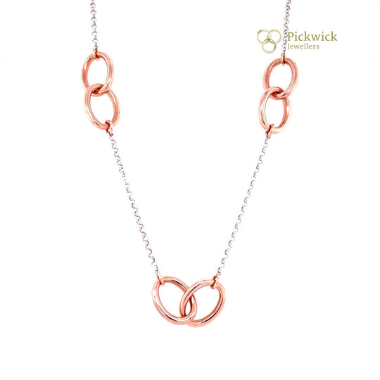 Sterling Silver Rose Hoops Necklace (16") (NEW!)