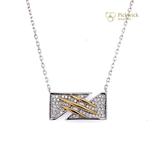 Sterling Silver Cubic Zirconia Oblong Necklet (18") (NEW!)